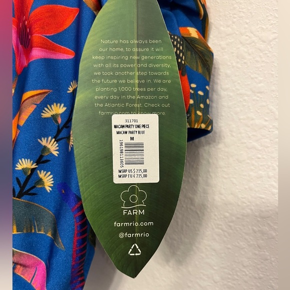Farm Rio Macaw Party One Piece Swimsuit Size Medium - Picture 4 of 5